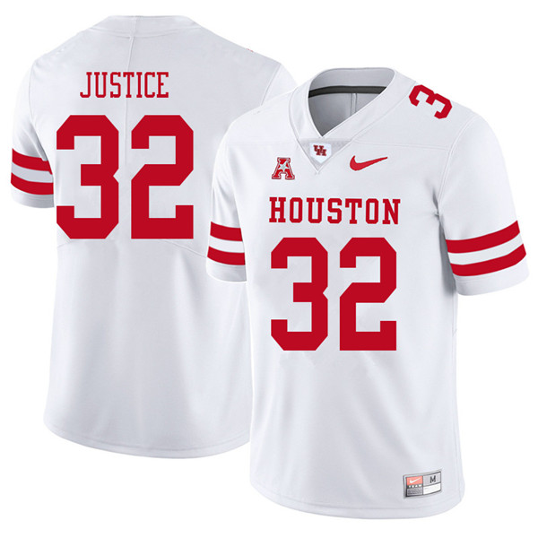 2018 Men #32 Kevrin Justice Houston Cougars College Football Jerseys Sale-White